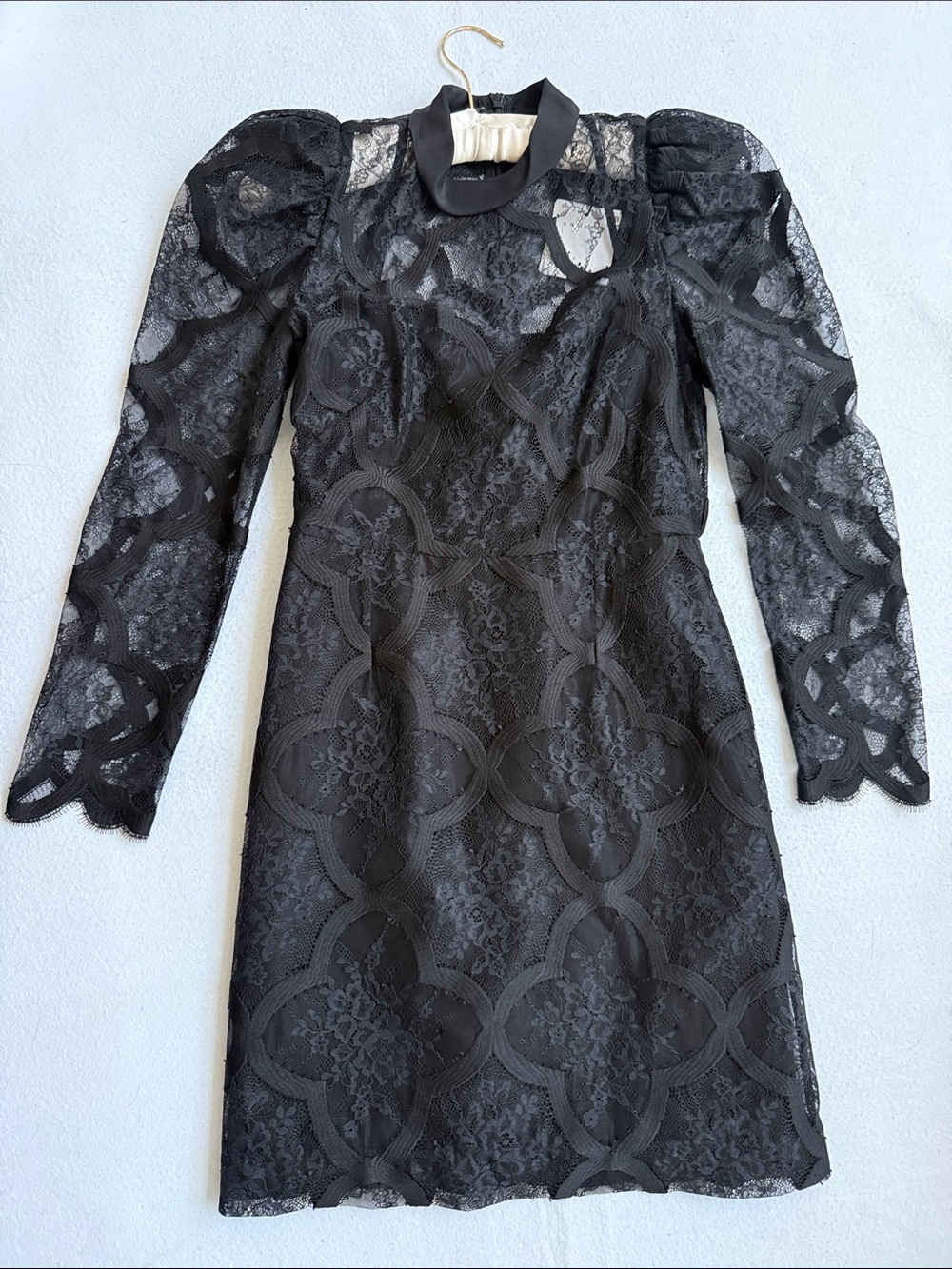 Sandro Paris Coeur Black Lace Long Sleeve Dress euro 36 fit XS-S, 0,2.